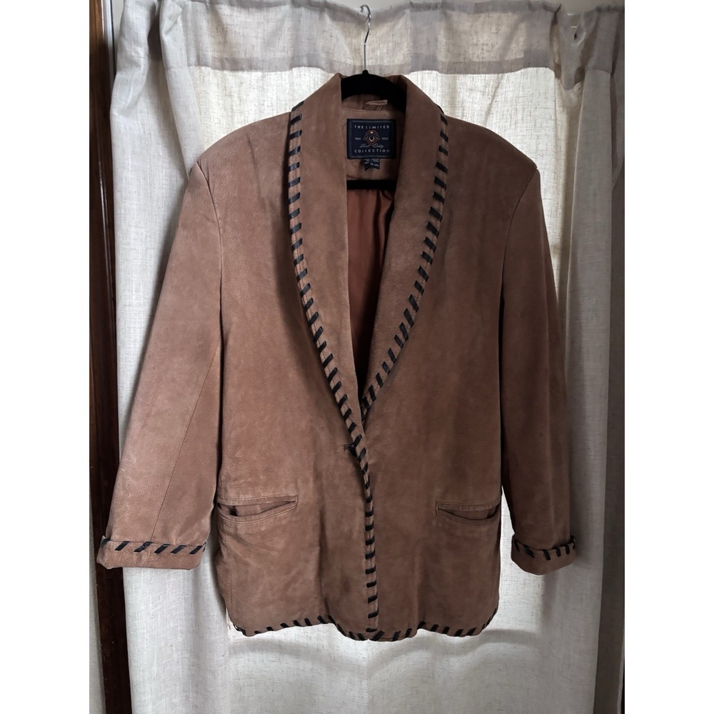 The Limited Collection Leather‎ Jacket Womens L Brown Western Blazer Whipstitch